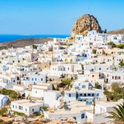 Panoramic View Of The Whitewashed Chora Of Amorgos, Cyclades Island Group Of Greece, Southern Europe