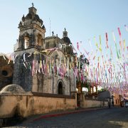 Festive street in Tepoztlan, Mexico