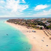 Aerial shot of a beach in Aruba